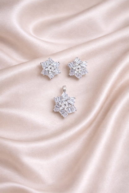 Crystal Flower Pendant Set