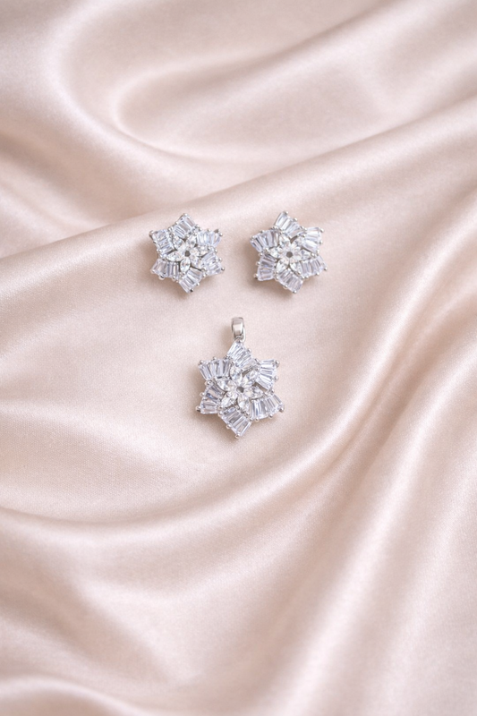 Crystal Flower Pendant Set